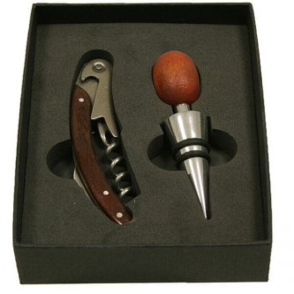 SET ABRIDOR Y TAPON MADERA 