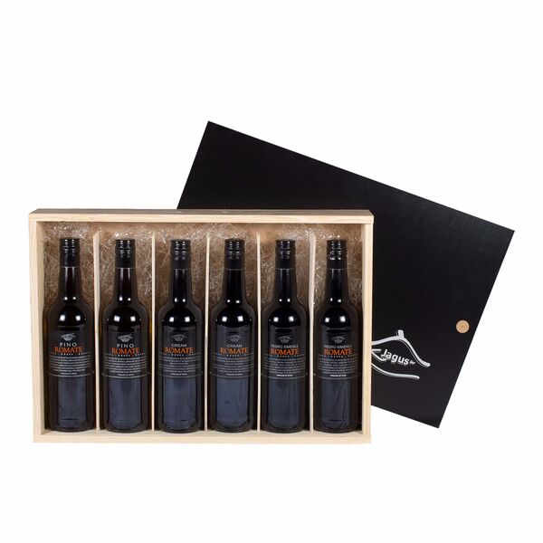 Estuche 6 botellas Romate (Fino, Cream y Pedro Ximenez)
